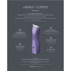 Andis eMERGE Cordless Dog Hair Clipper Purple