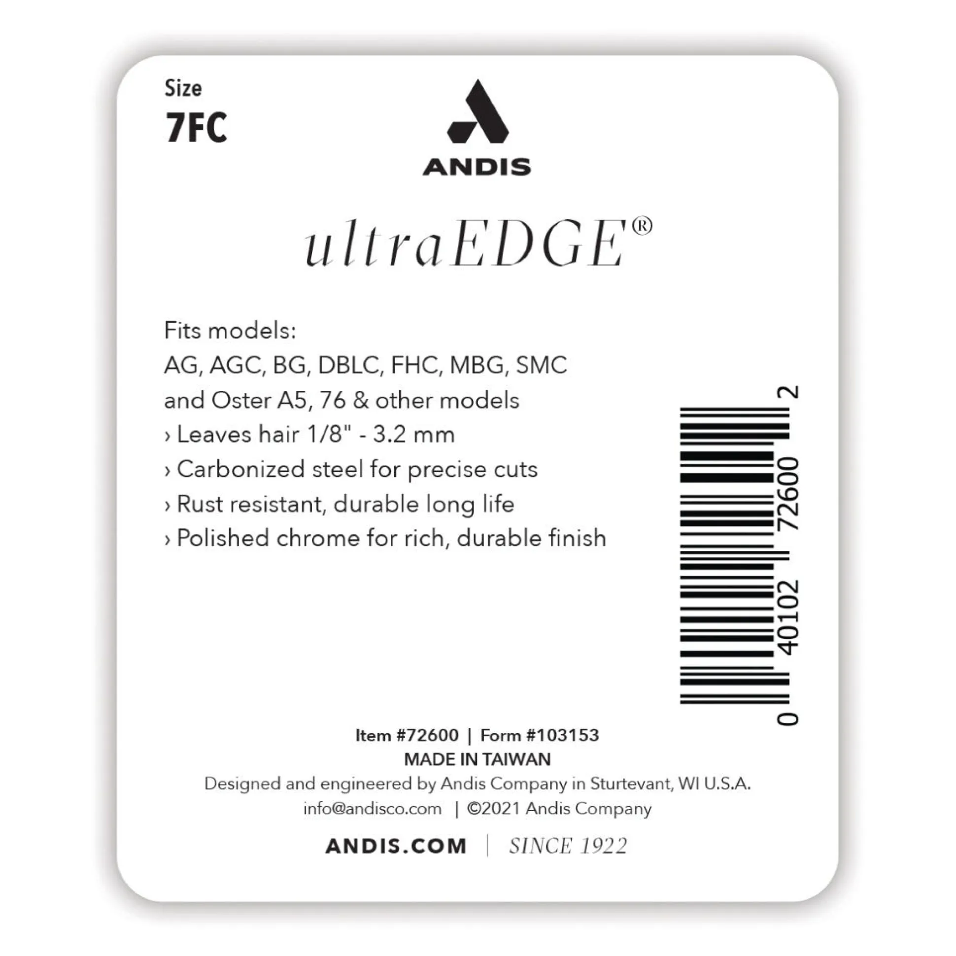 Andis UltraEdge 7FC 1/8In Cut Blade