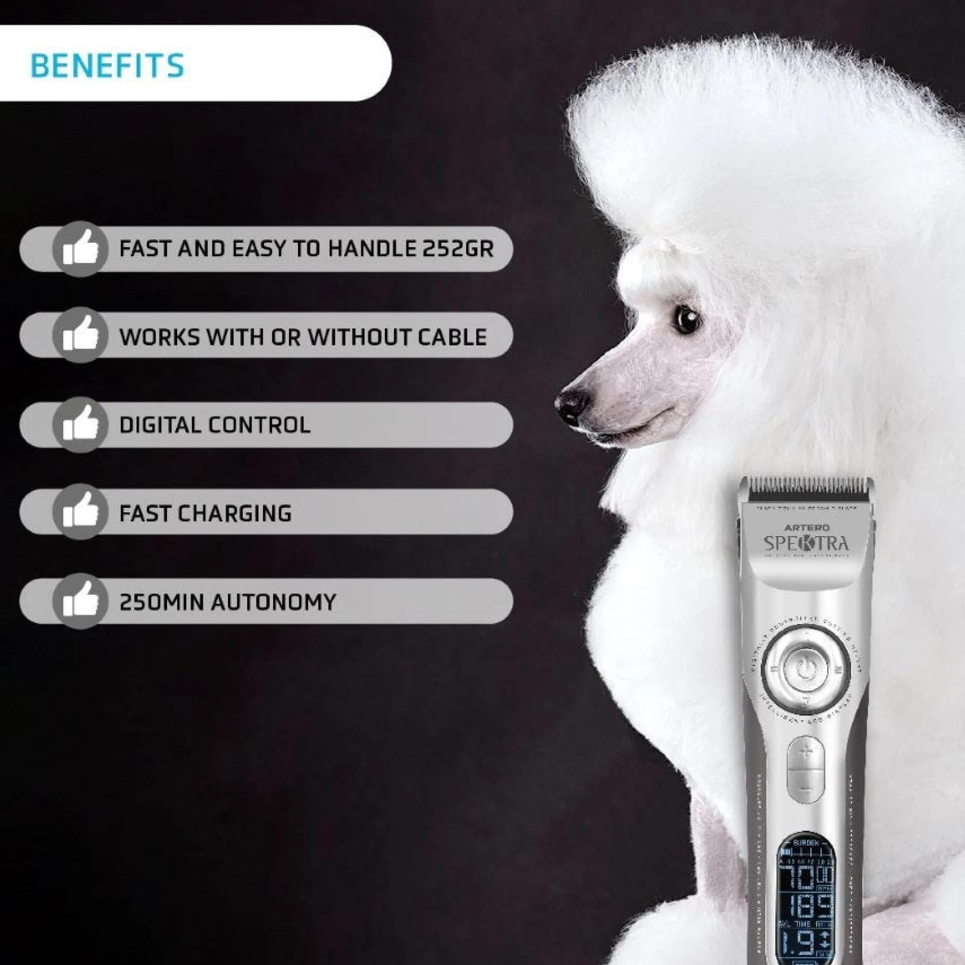 Artero Spektra 5-Speed Adjustable Blade Dog Hair Clipper