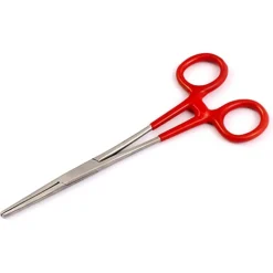 Hemostat 5in Red Straight Locking
