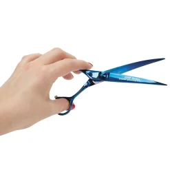 Master Grooming Tools 5200 Blue Titanium 6.5In Curved Shears Lefty