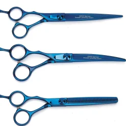 Master Grooming Tools 5200 Blue Titanium Lefty 3-Piece Shear Kits