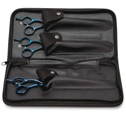 Master Grooming Tools 5200 Blue Titanium Lefty 3-Piece Shear Kits