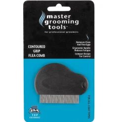 Master Grooming Tools Contoured Grip Flea Comb Black