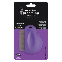 Master Grooming Tools Contoured Grip Flea Comb Purple