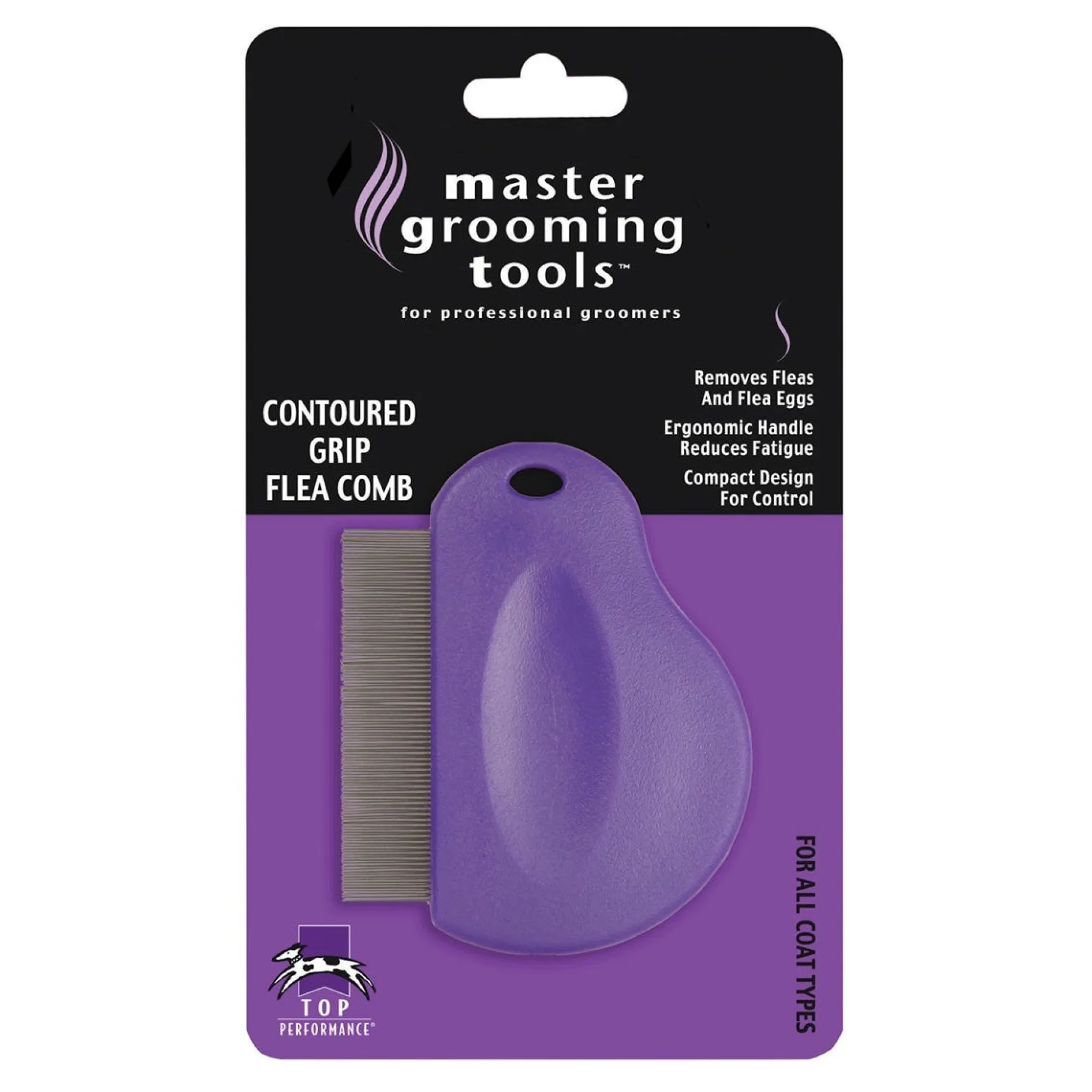 Master Grooming Tools Contoured Grip Flea Comb Purple