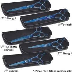 Master Grooming Tools 5200 Series Blue Titanium Shear Kit 5pc