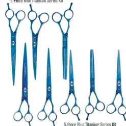 Master Grooming Tools 5200 Series Blue Titanium Shears Kits