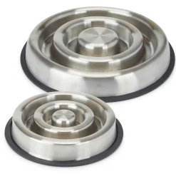 ProSelect Stainless Steel Heavy Duty Slow Feeder with Non-Skid Ring