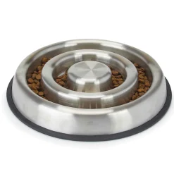 ProSelect Stainless Steel Heavy Duty Slow Feeder with Non-Skid Ring