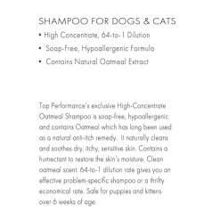Top Performance 64 to 1 High Concentrate Oatmeal Dog Grooming Shampoo