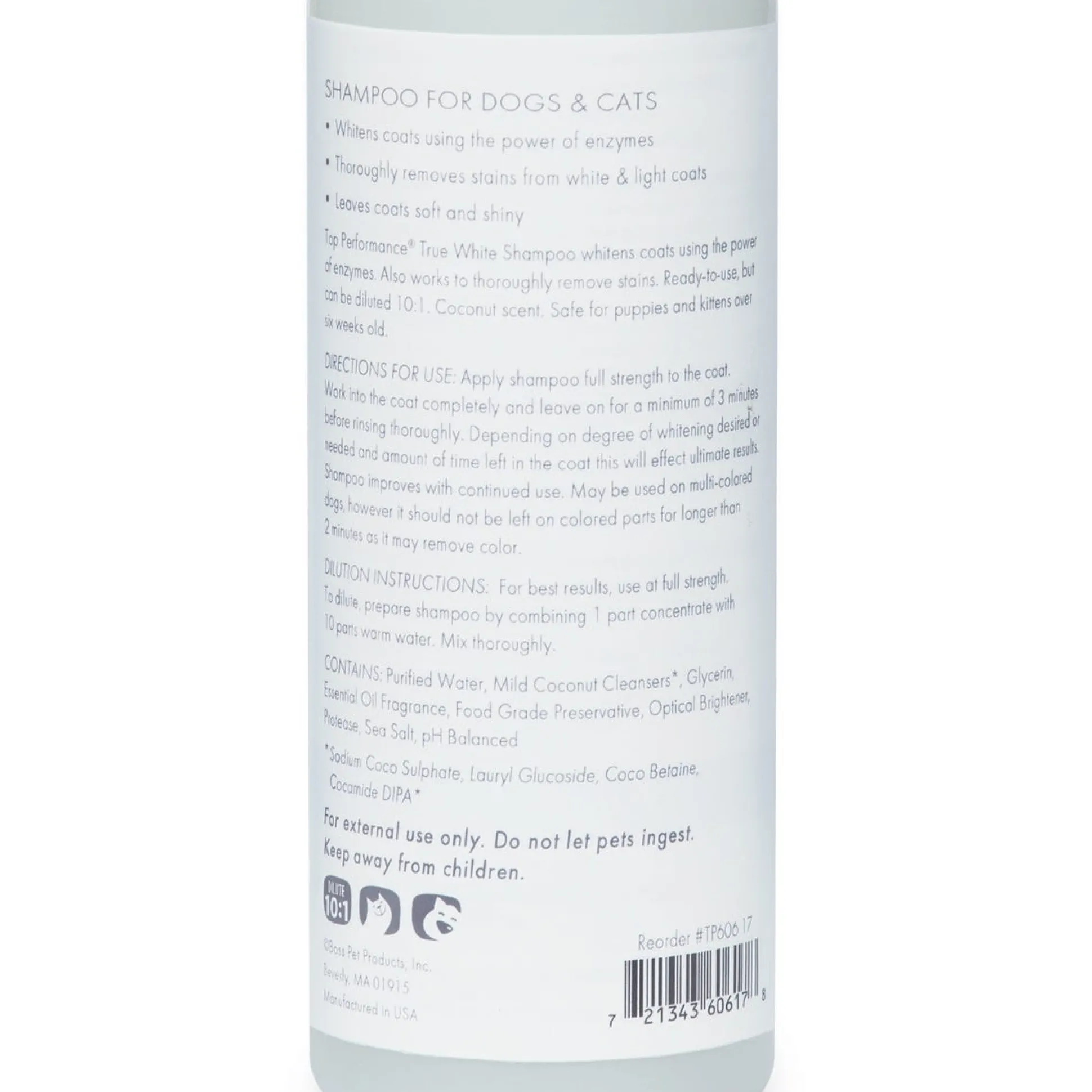 Top Performance True White Whitening Dog Grooming Shampoo