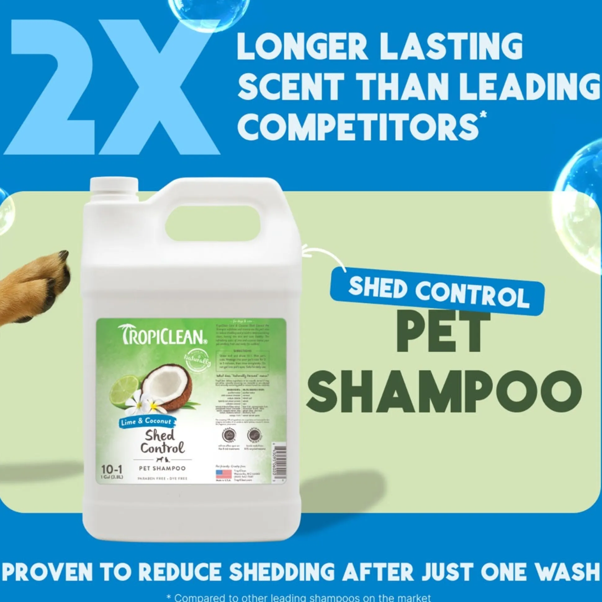 TropiClean Lime & Coconut Shed Control Dog Shampoo