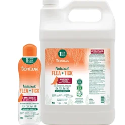TropiClean Natural Flea & Tick Dog Grooming Shampoo Max Strength