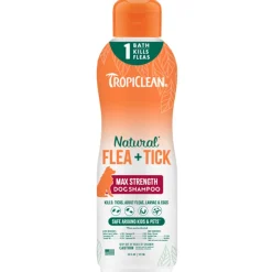 TropiClean Natural Flea & Tick Dog Grooming Shampoo Max Strength