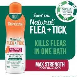 TropiClean Natural Flea & Tick Dog Grooming Shampoo Max Strength