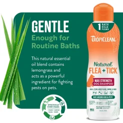 TropiClean Natural Flea & Tick Dog Grooming Shampoo Max Strength
