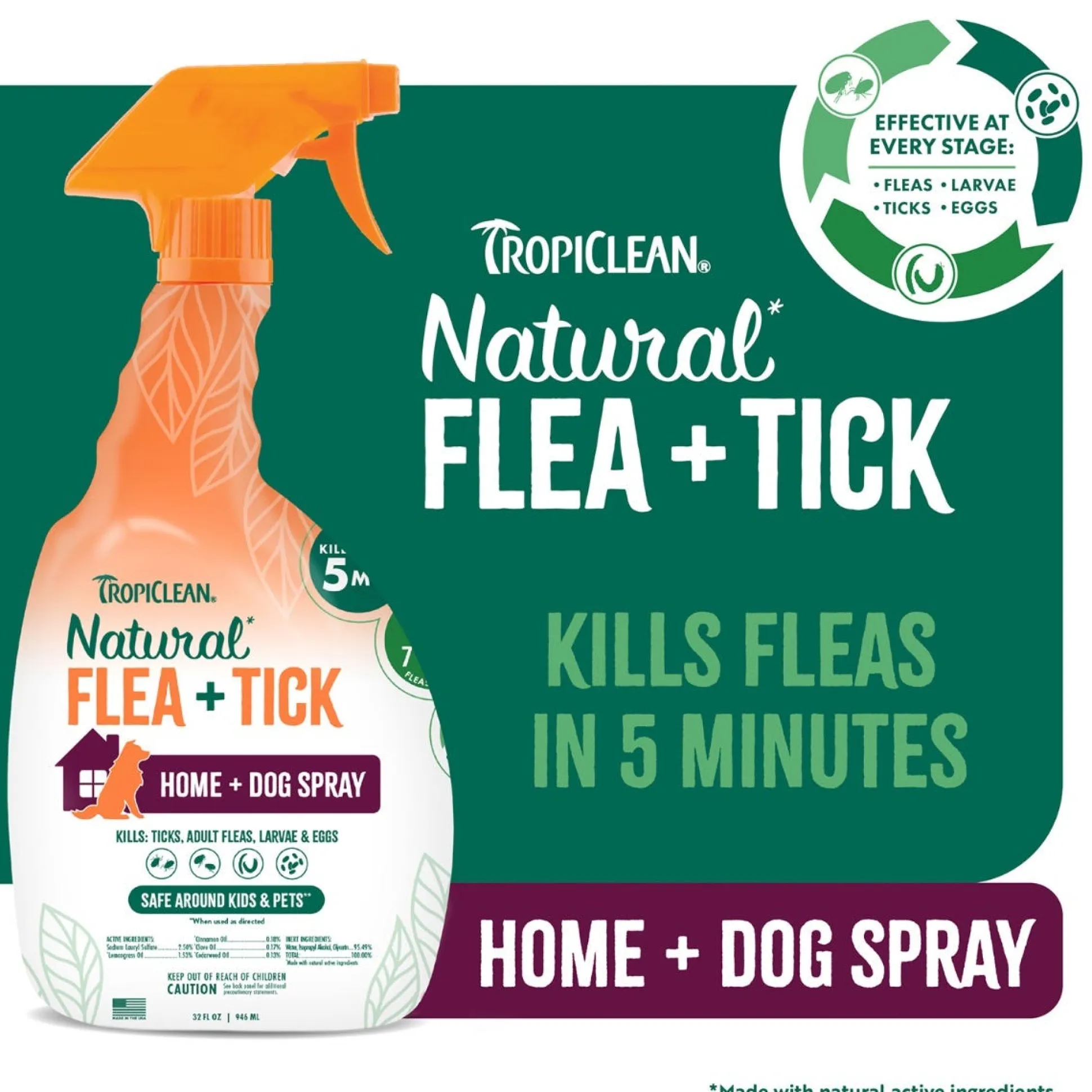 TropiClean Natural Flea & Tick Home and Dog Spray
