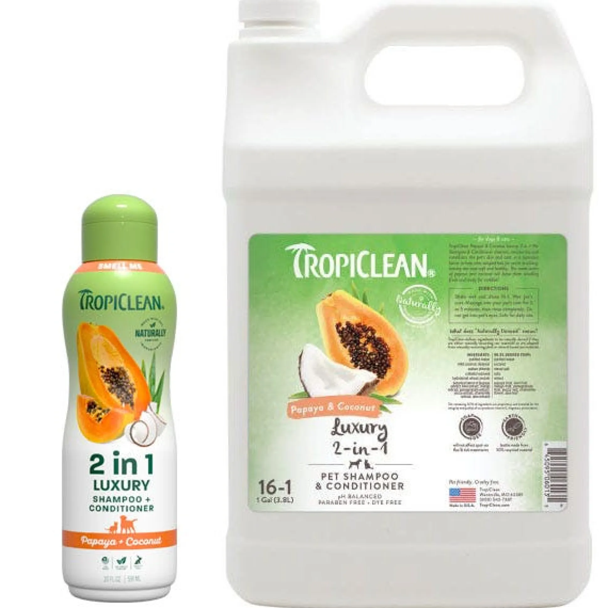TropiClean Papaya & Coconut 2-in-1 Dog Grooming Shampoo