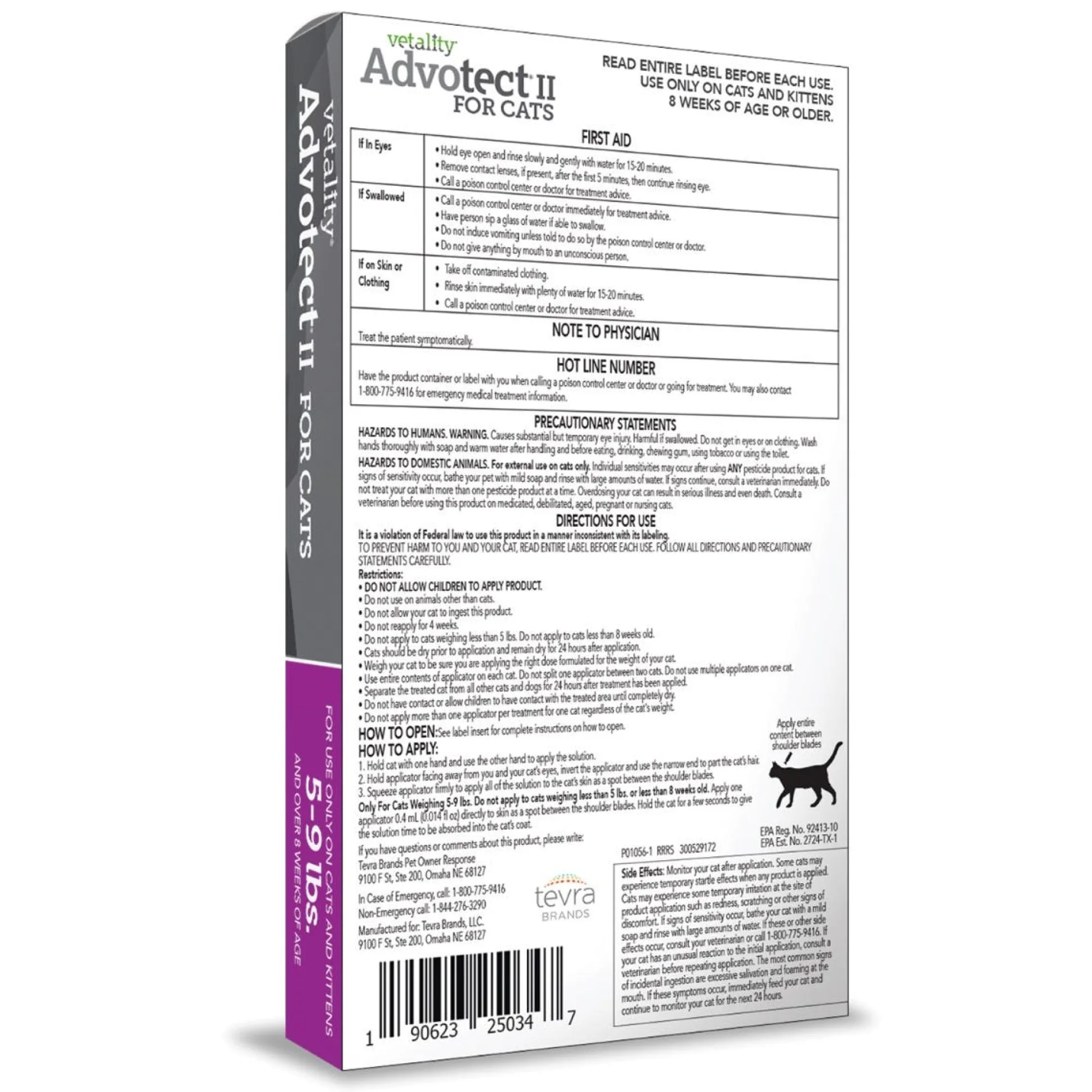 Vetality Advotect II Spot On for Cats 6 Month