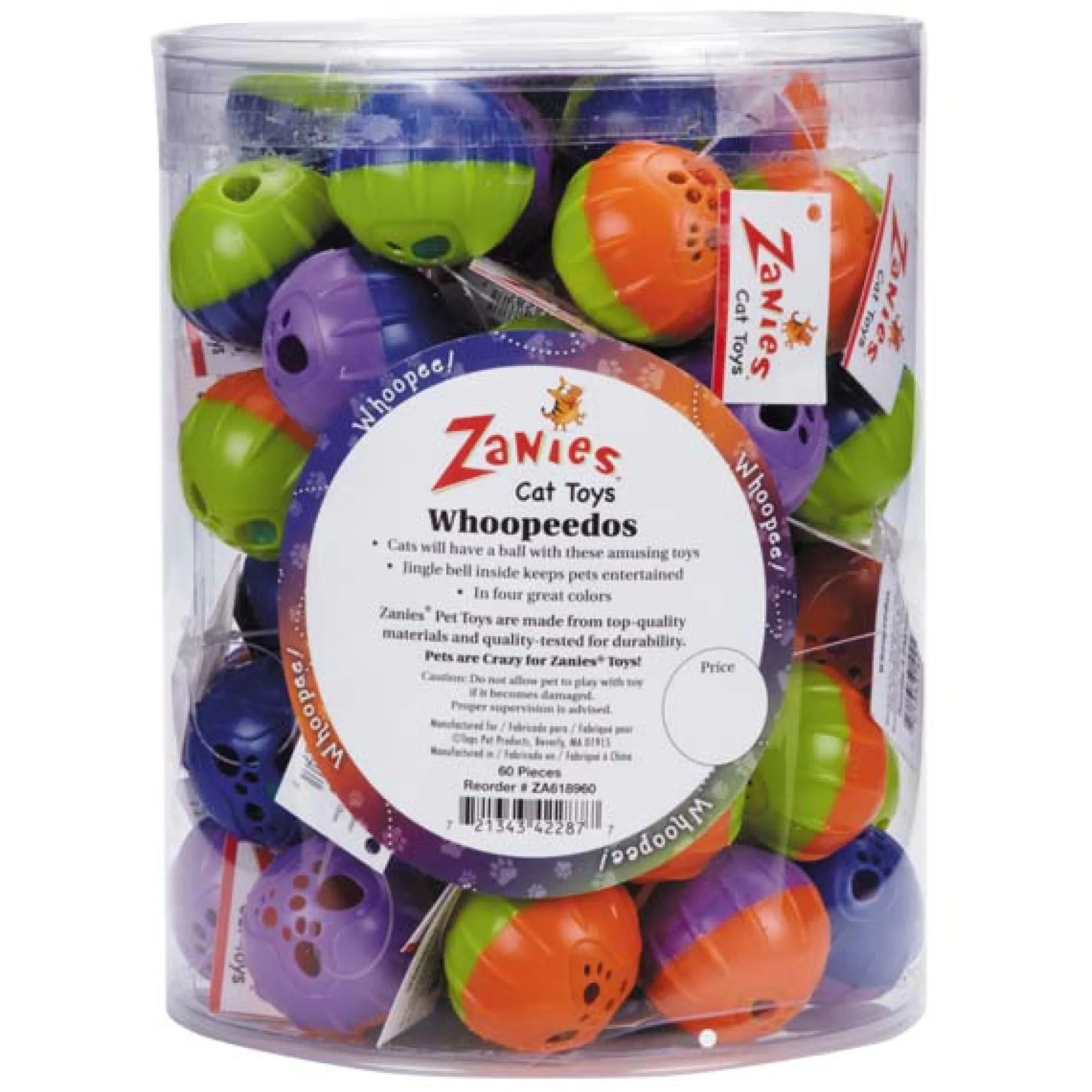 Zanies Whoopeedos Cat Toys Canister 60 pc